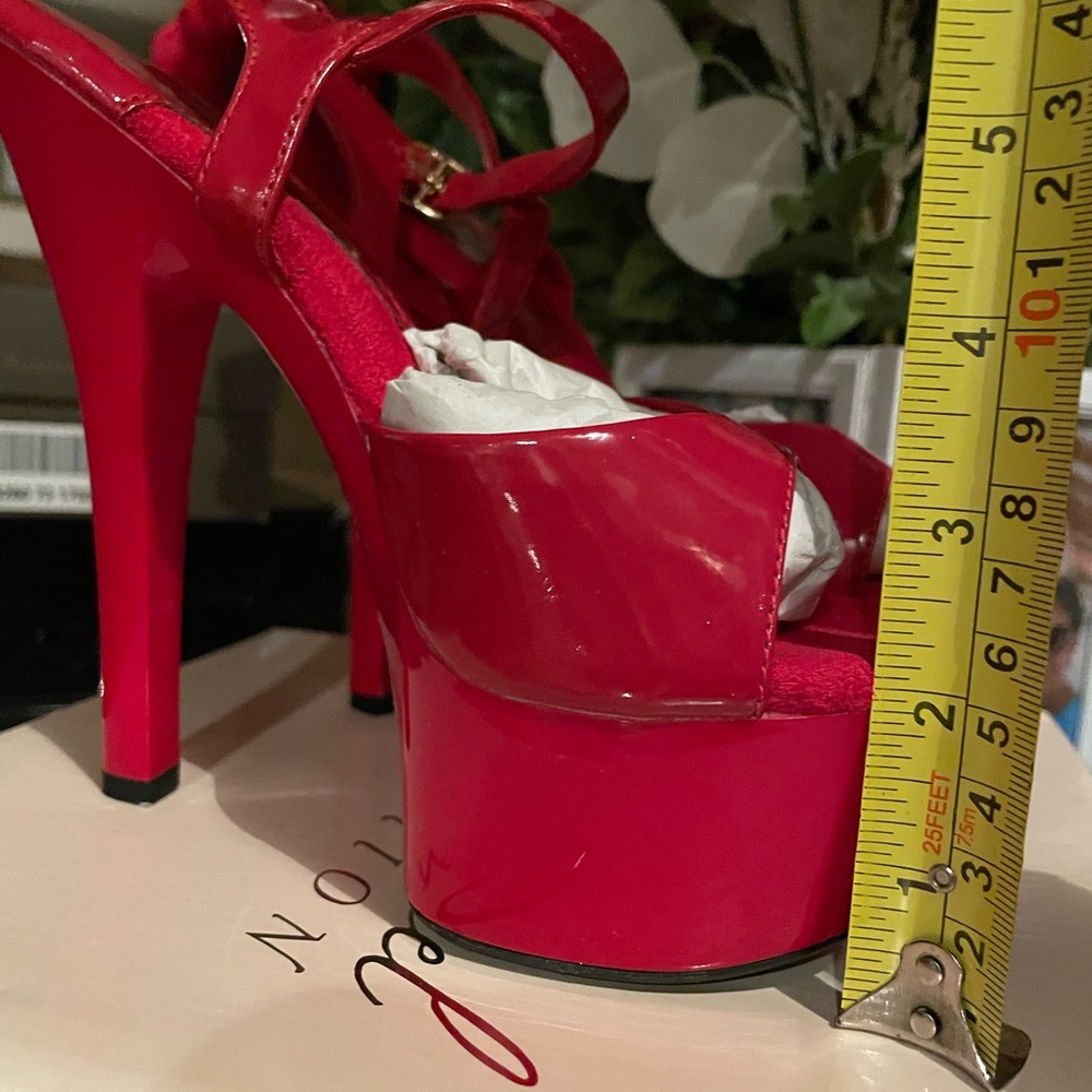 FIRE ENGINE RED Sabrina Platform Stilettos BY Highest Heel Collection SIZE: 5 M - Picture 3 of 5